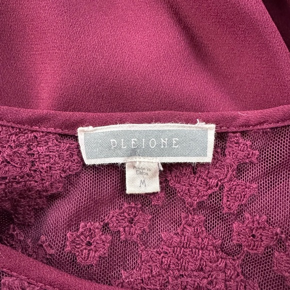 Pleione Burgundy Maroon Shift Dress Med Lace Bodice 3/4 Bell Sleeve Lined - Picture 4 of 9